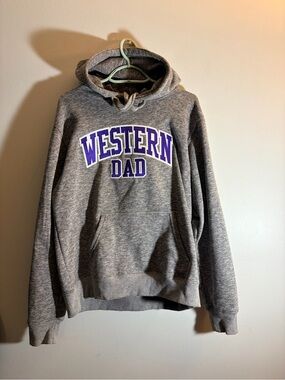 Classic Gray WESTERN DAD Sweatshirt with Purple Lettering